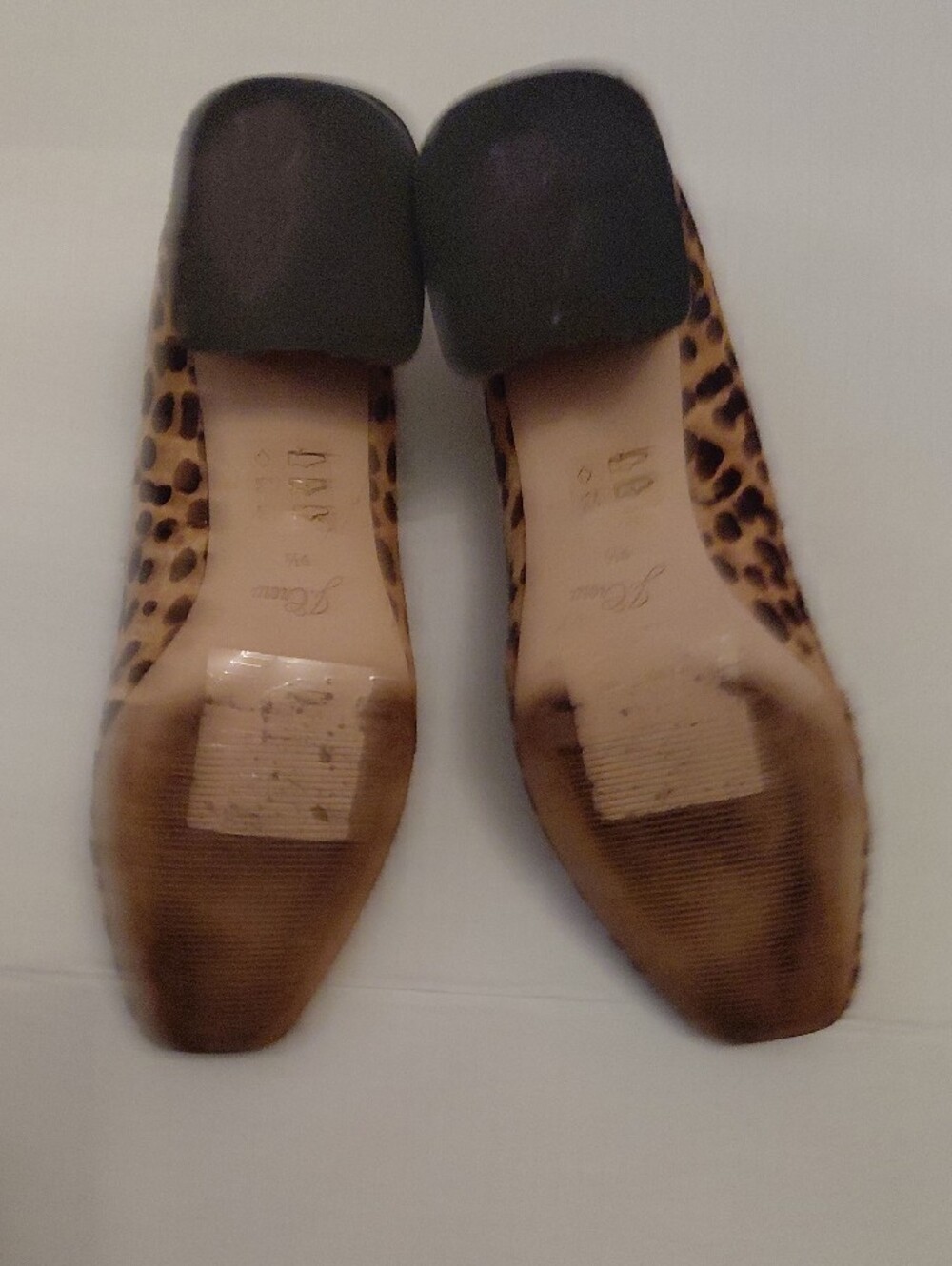J. Crew Leopard-Print Calf Hair Square Toe Blocked Heel Pumps Brown Black 9.5 - Picture 8 of 9